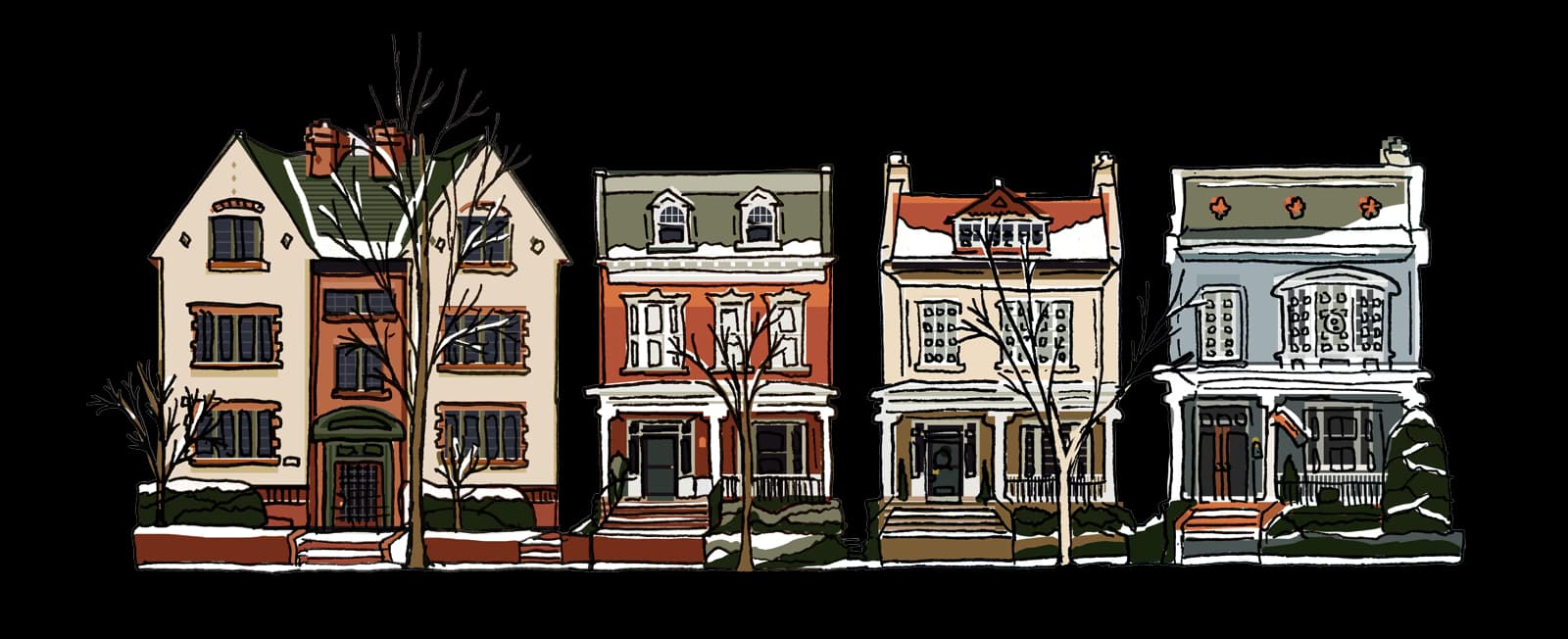 drawing of houses